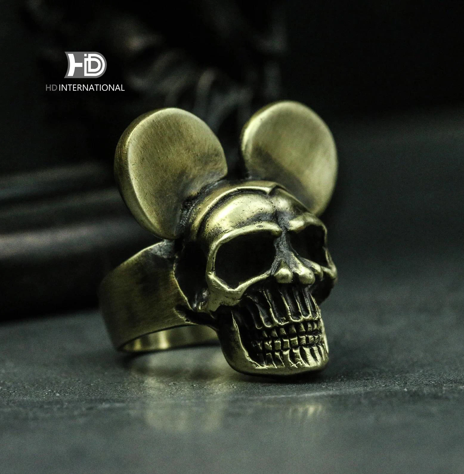 925 silver Mickey skull ring big ear Skull ring Unique Mickey, dark Mickey skeleton Brass craftsmen make jewelry