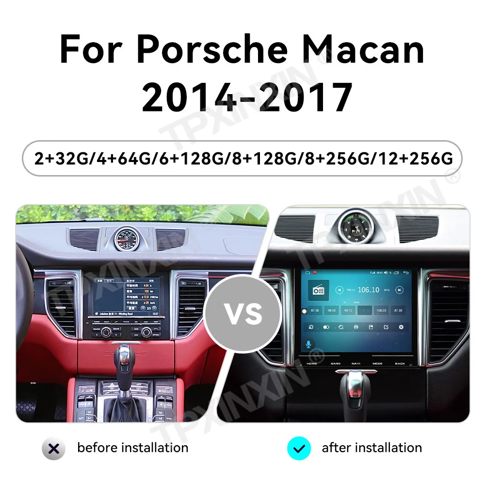 

Мультимедийный центр для Porsche Macan 2014 ~ 2017, Android Auto Carplay, автомобильный радиоприемник, автомобильный стереоплеер, GPS-навигатор, головное устройство