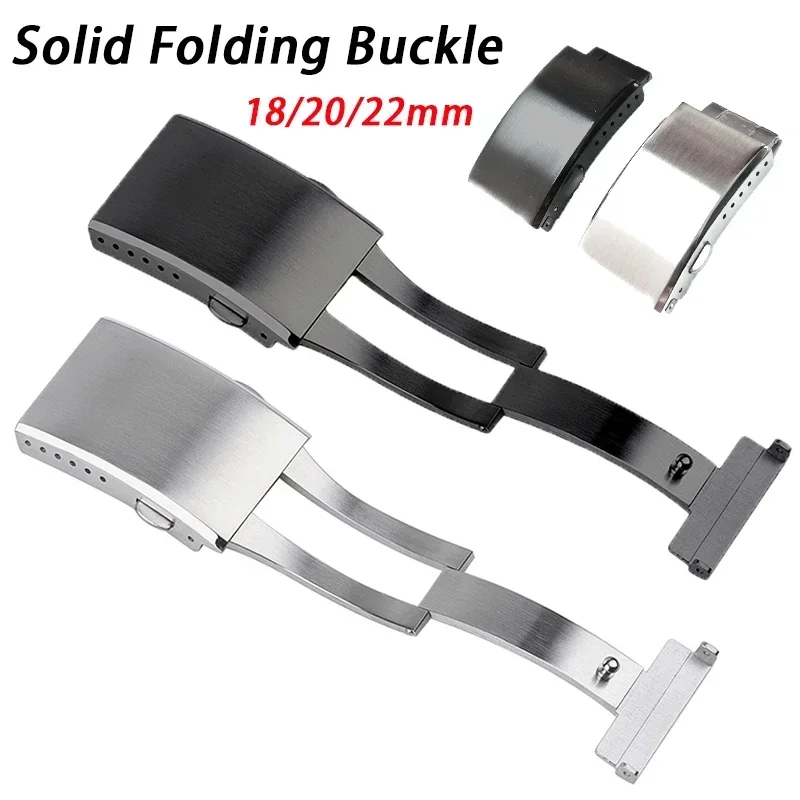 Metal Buckle 18mm 20mm 22mm Soild Stainless Steel Extended Folding Button Deployment Butterfly Watch Clasps Watches Accessories