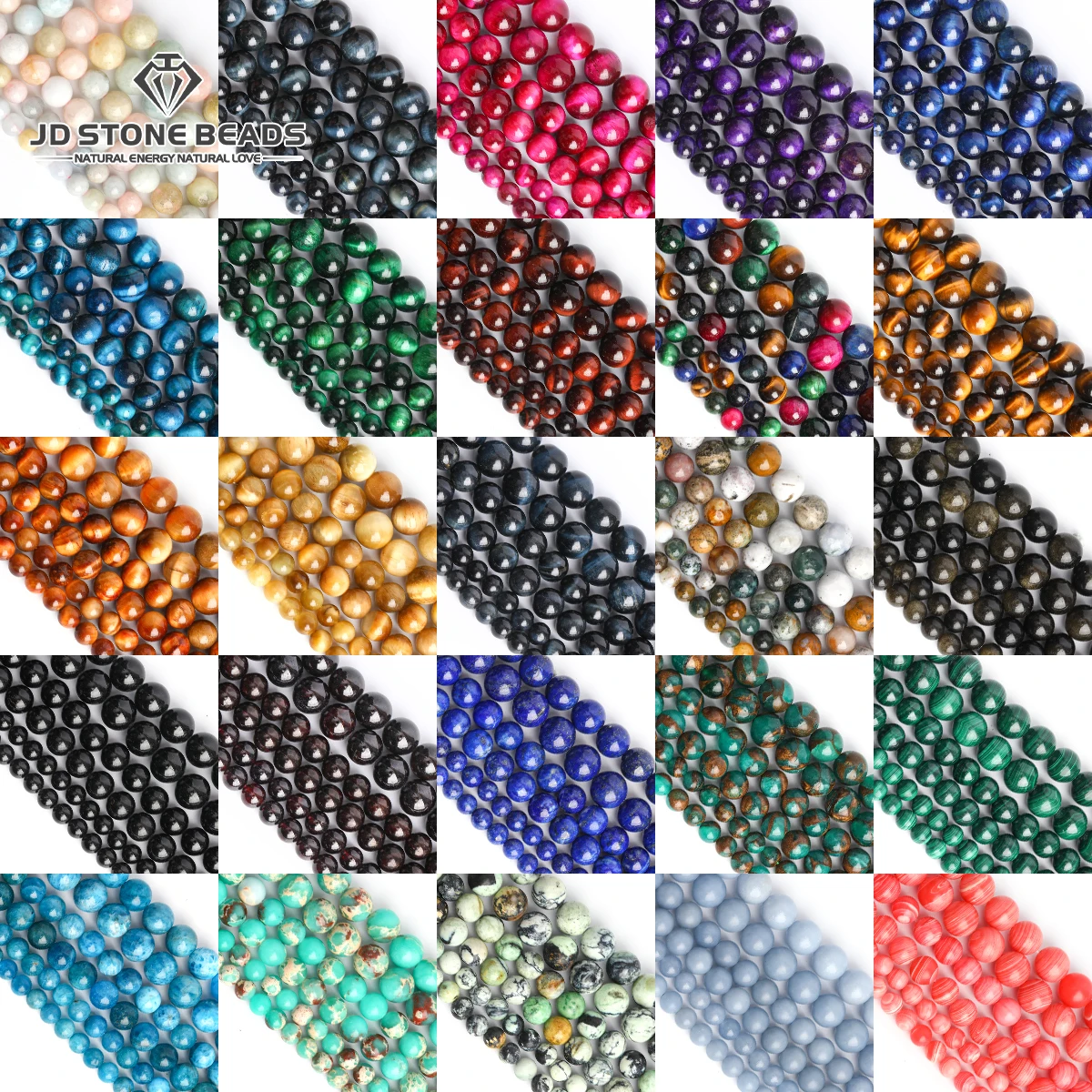 Wholesale Natural Stone Tiger Eye Garnet Agate Quartz Round Loose Spacer Beads for Jewelry Making DIY Accessory 4 6 8 10mm