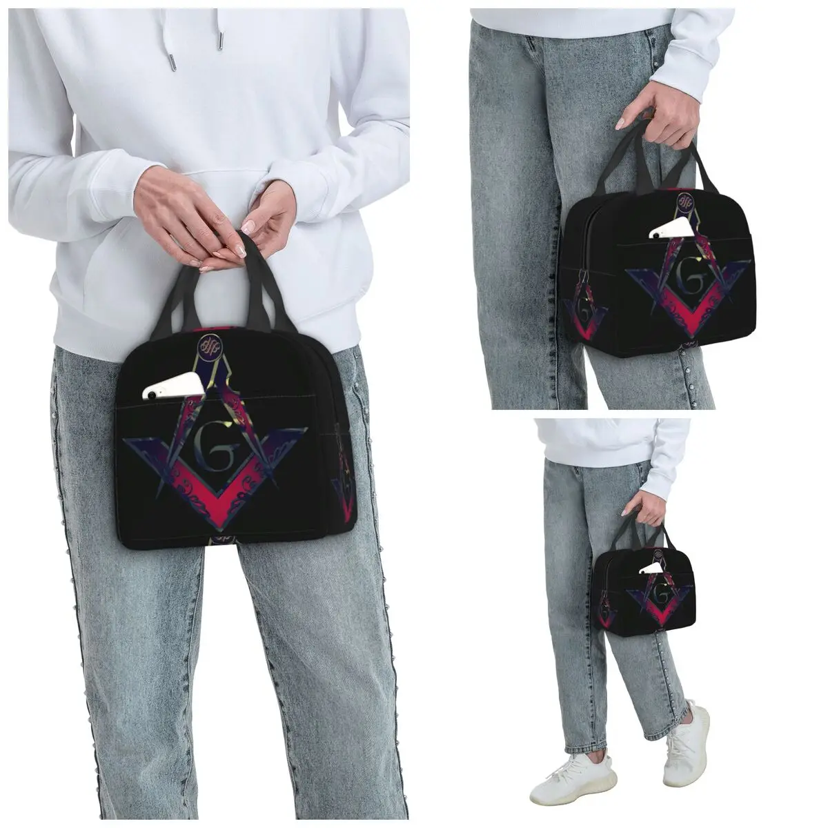 Freemason Compass Masonic Insulated Lunch Bag for Kids School Cooler Thermal Food Box Tote Portable Lunch Boxes Container