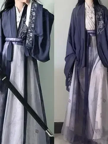 Hanfu chino Original para mujer, disfraz con estampado antiguo del período Weijin, uniforme de Cosplay de clase de estudiantes Vintage de nicho, vestido Hanfu