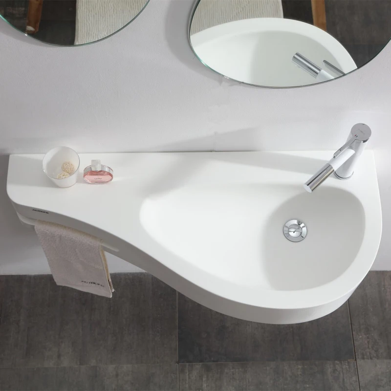 Wash Basin Wall-Mounted Bathroom Ultra-Narrow Wash Table Basin Pool Artificial Marble Whole Washbin