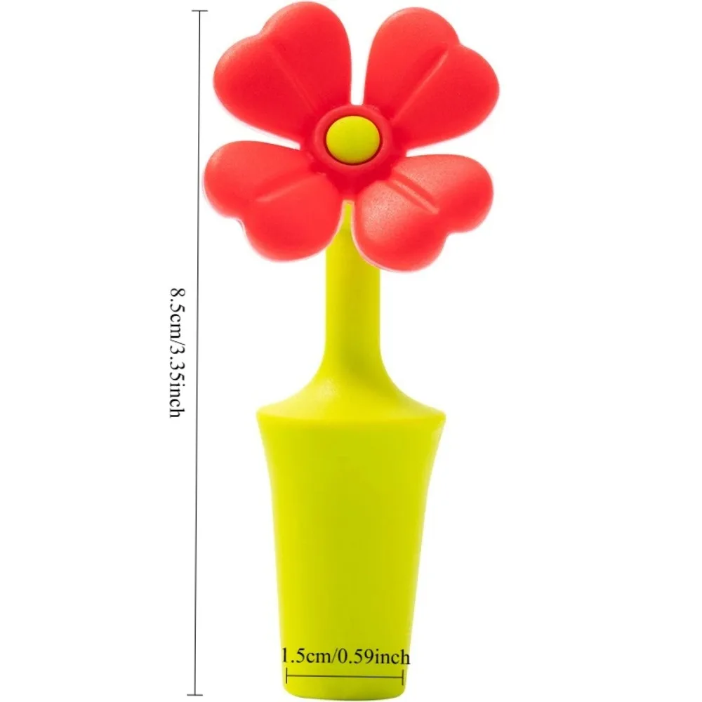 1PC Cute Floral Silicone Vacuum Bottle Stopper – Reusable Sealing Stopper for Wine Bottles and Kitchen Seasoning Jars