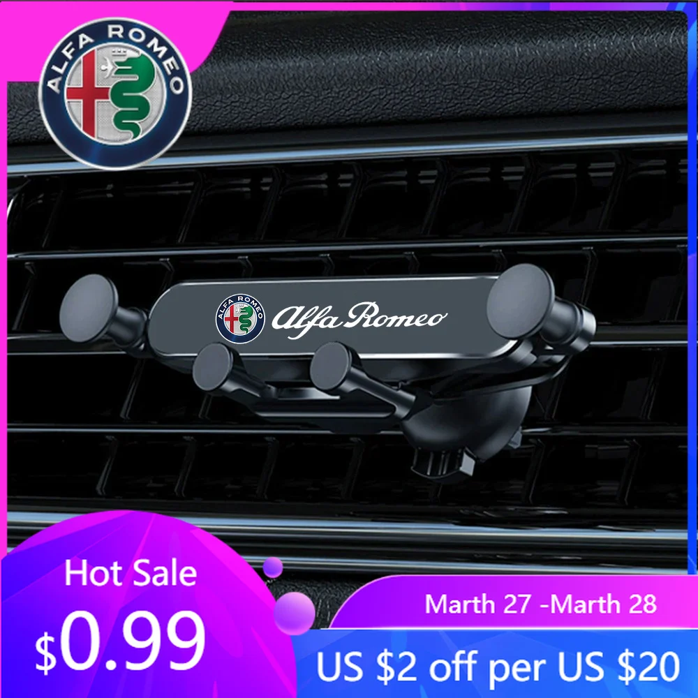 

Держатель для телефона в автомобиль Alfa Romeo Gravity, крепление на воздуховод, подставка для GPS для Alfa Romeo 159, Giulietta, Stelvio, 4C, MITO, 156, Gi