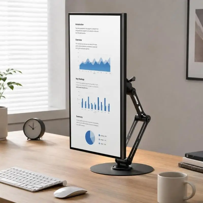 31BA Rotating Monitor Stand with Metal Construction, Jointed Support Arm, and Screw-Mounted Plate for Flexible Desktop Screen