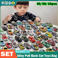 Kids Alloy Pull Back Car Toys Mini City Cartoon Inertia Racing Car Model Diecast Vehicle For Boys Girls Birthday Xmas Gift Bag