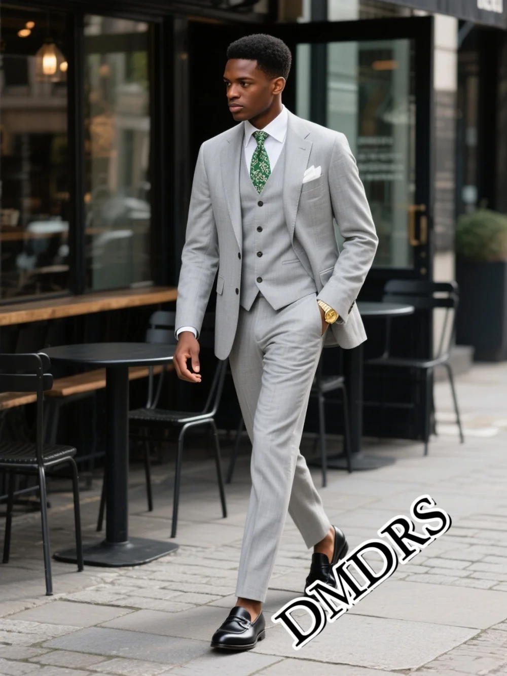 DMDRS Classic High-Quality Men's Suit Set For Wedding Business 3PCS Men's Suit Set (Jacket, Vest, Pants)