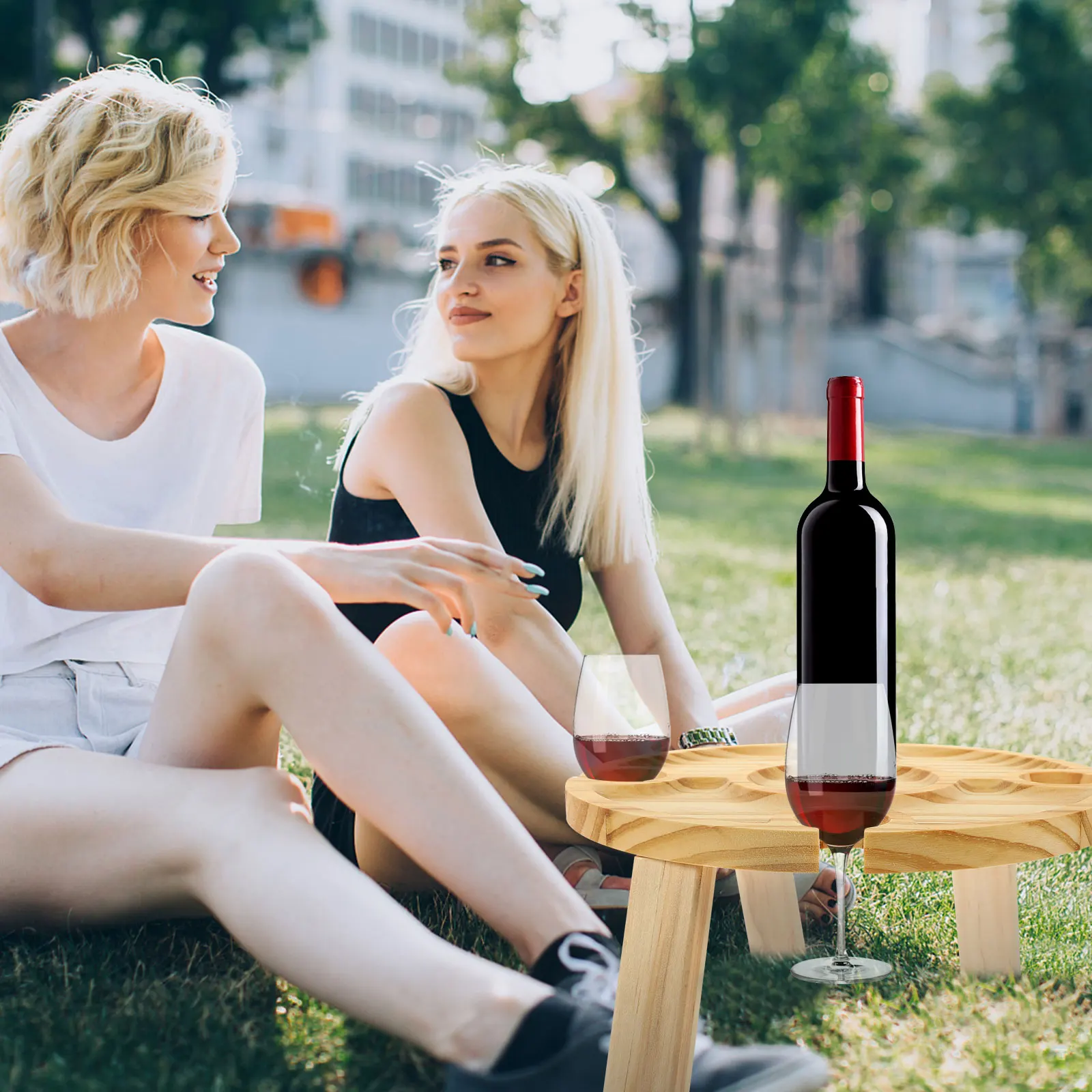 

Portable Wooden Table Foldable Picnic Rack Durable Lightweight Beach Outdoor Serving Desk Storage Holder Fruit Mini