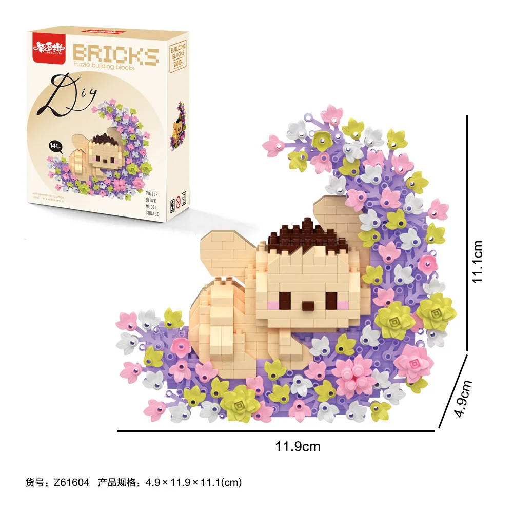 Sanrio Building Block Model Assembled Toys Anime Hello Kitty Flower Moon Series Splicing Block Toys Kawaii Desktop Decor Gift