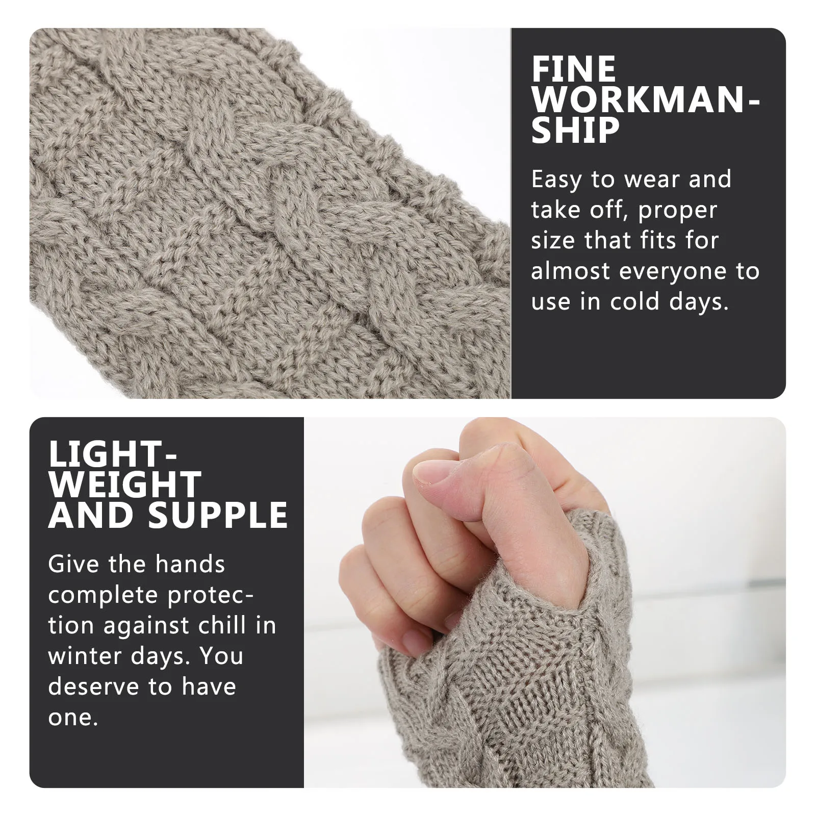 

2 Pairs Warm Women's Gloves Hand Warmers for Keep Heat Resistant Knitting Miss Mittens
