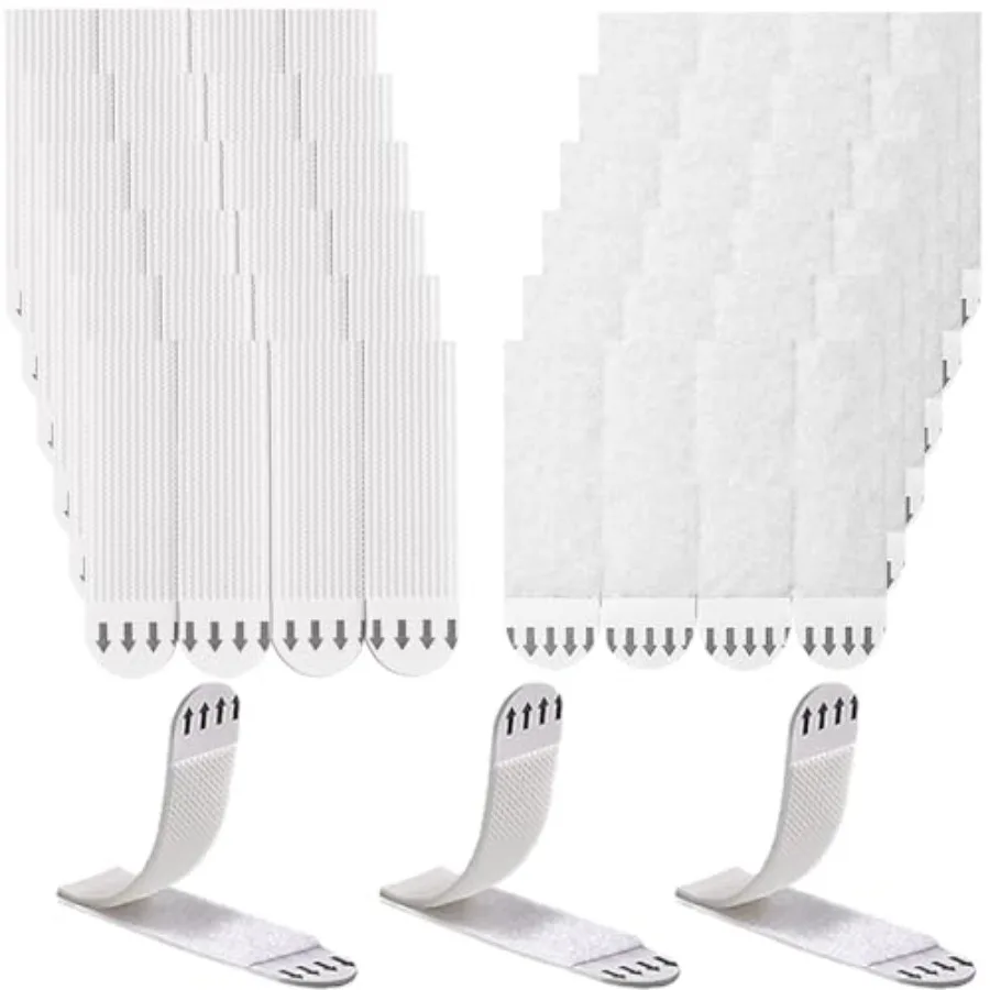 Fixations Adhésives Sans Perçage pour Tableaux, 24 Paires, 48 Bandes, 20mm x 70mm, Double Face, Auto-adhésives