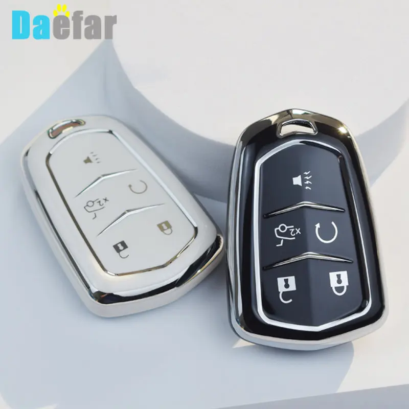 Para cadillac esv escalade cts xts srx ats ct5 xt5 xt6 xls 6d chapeamento tpu carro remoto chave caso capa protetora escudo fob