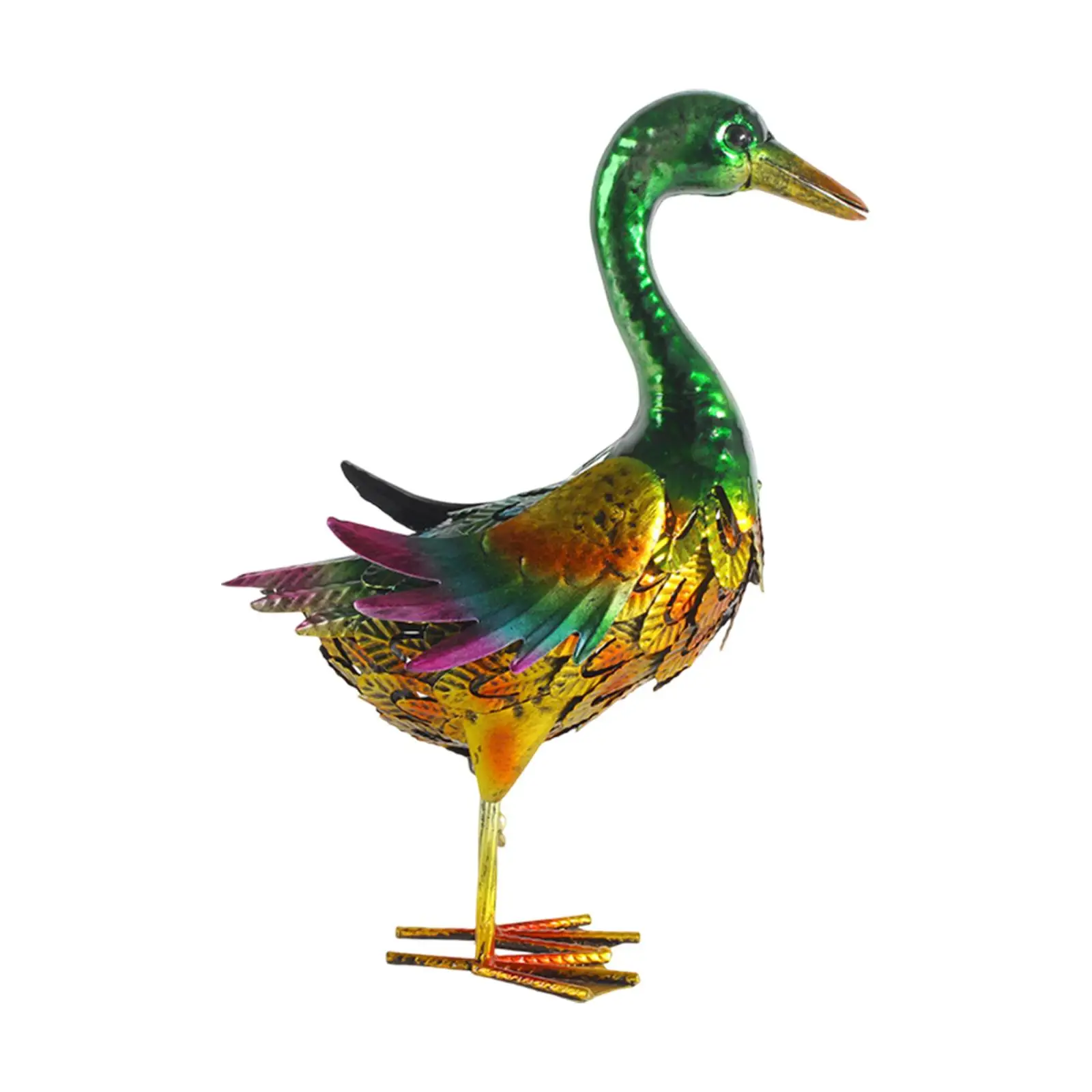Standing Duck Statue Iron Lifelike Animal Figurine for Pool Pathway Backyard