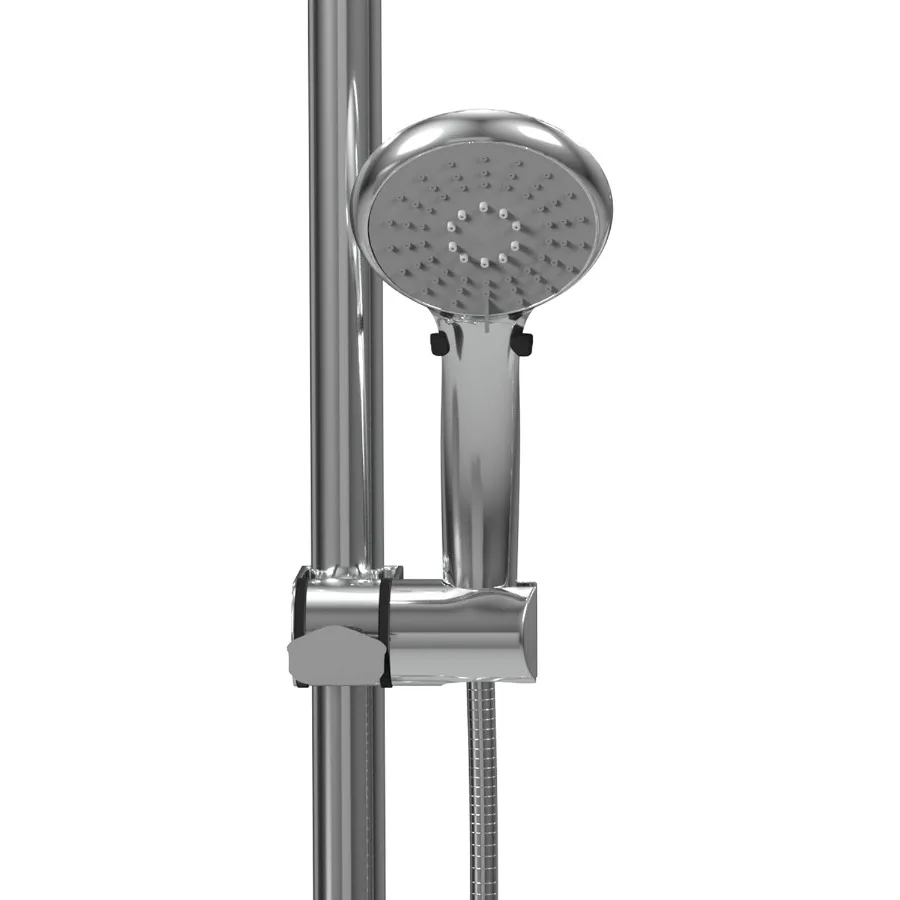 Barra deslizante ergonômica compatível com ADA com chuveiro de mão para acessibilidade em banheiros Design de aperto esquerdo em aço inoxidável polido