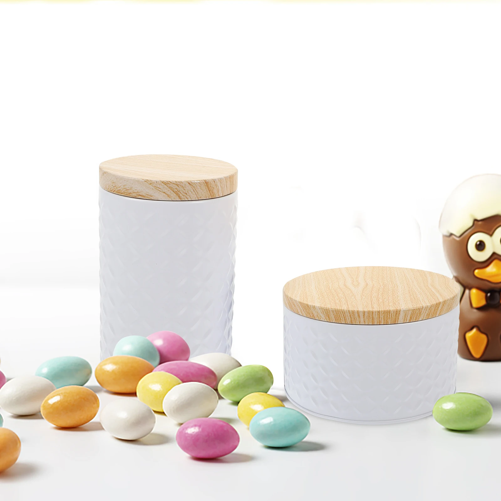 

2pcs Iron Canister Kitchen Storage Jars Airtight Container Holder Dry Food Snack Tea Coffee Fruit Hygienic Safe