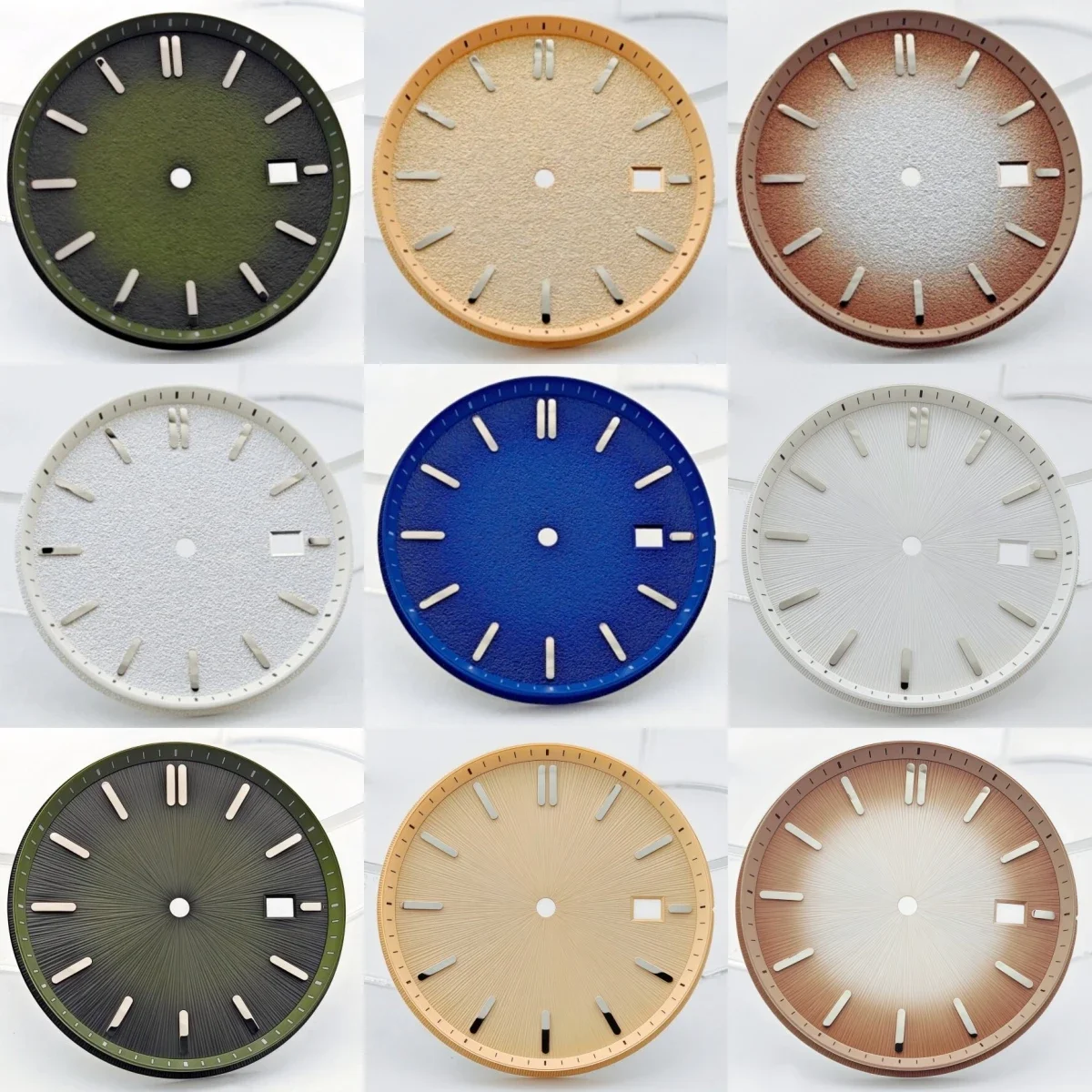 35mm No logo Matte Radial Texture Watch Dial Gradient Suitable for Seiko Grand NH35/36 Movement Carved Case Mod Parts