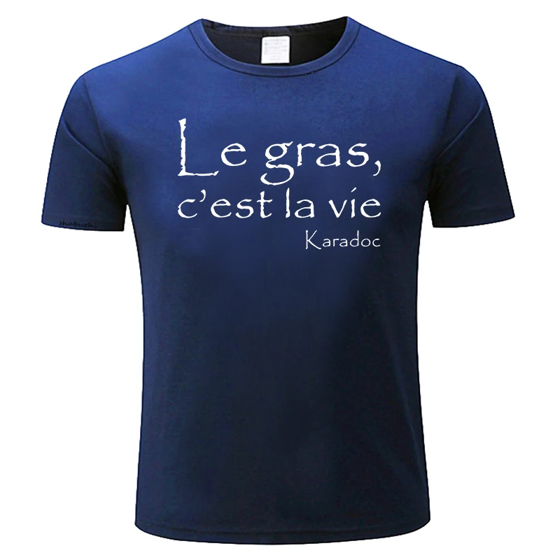 رجل القطن التي شيرت الصيف تي شيرت رجالي الرجال Kaamelott Karadoc Le Gras C'Est La Vie الأسود عادية تي شيرت العلامة التجارية تي شيرت