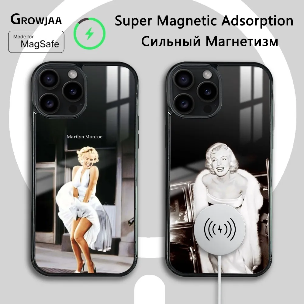 Sexy M-Marilyn M-Mon-roe Phone Case For iPhone 16 15 14 13 12 11 Pro Max Plus Mini Magsafe Mirror Wireless Magnetic Cover