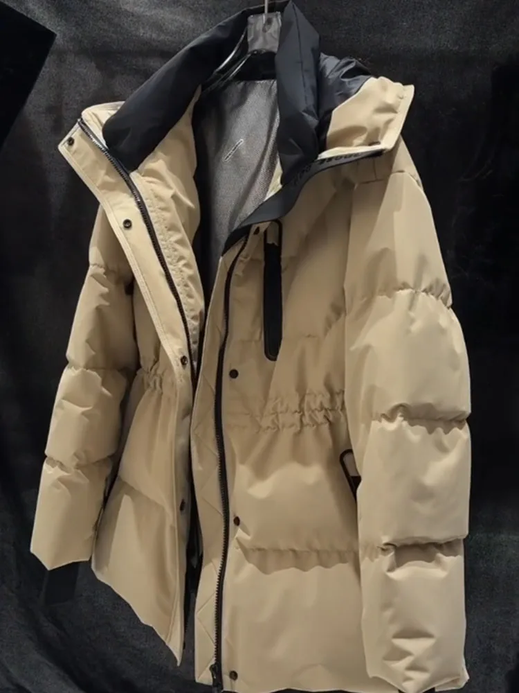 Unico chic beige con cappuccio ingombrante in vita Jaet da donna di media lunghezza inverno 2025 New Sle Commuter versione coreana Thiene...