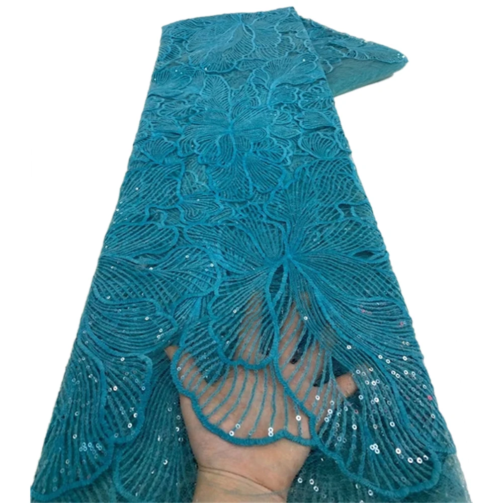 الأفريقي مطرزة الحليب الحرير الحبل أقمشة الدانتيل شير تول شبكة النسيج فساتين الزفاف عالية الجودة 5 ياردة الأنسجة الحبل الدانتيل