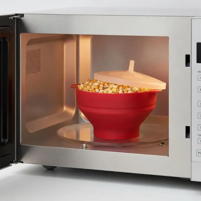 [T] Collapsible Silicone Microwave Popper Popcorn Maker With Lid Microwave Popcorn Bowl Fruit Bowl Multifunction DIY Bowl 1PC