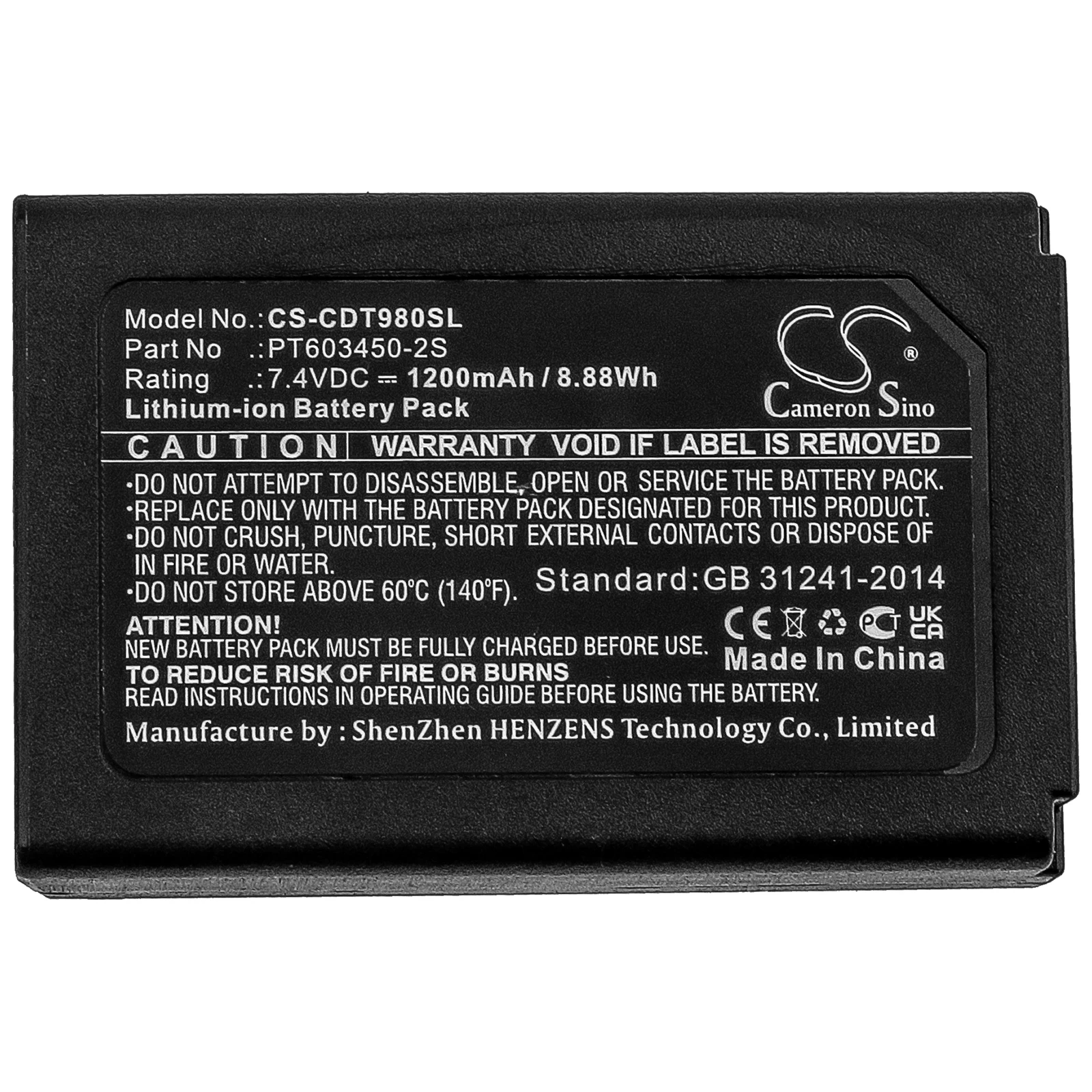 Cameron Sino 1200mAh Battery PT603450-2S for CEM DT-9880, DT-9880M, DT-9881, DT-9883M, DT-9881M