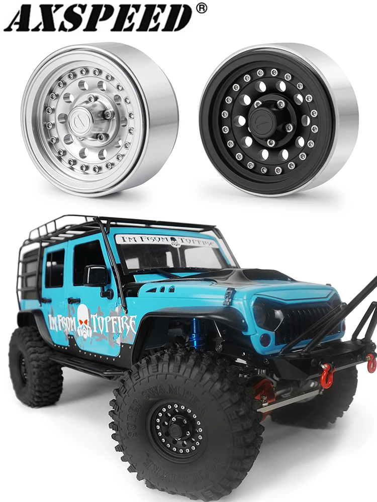 AXSPEED 4PCS 1.9 Metal Beadlock Wheel Hub Rim for Axial SCX10 90046 D90 D110 CC01 TRX4 1/10 RC Crawler Upgrade Parts