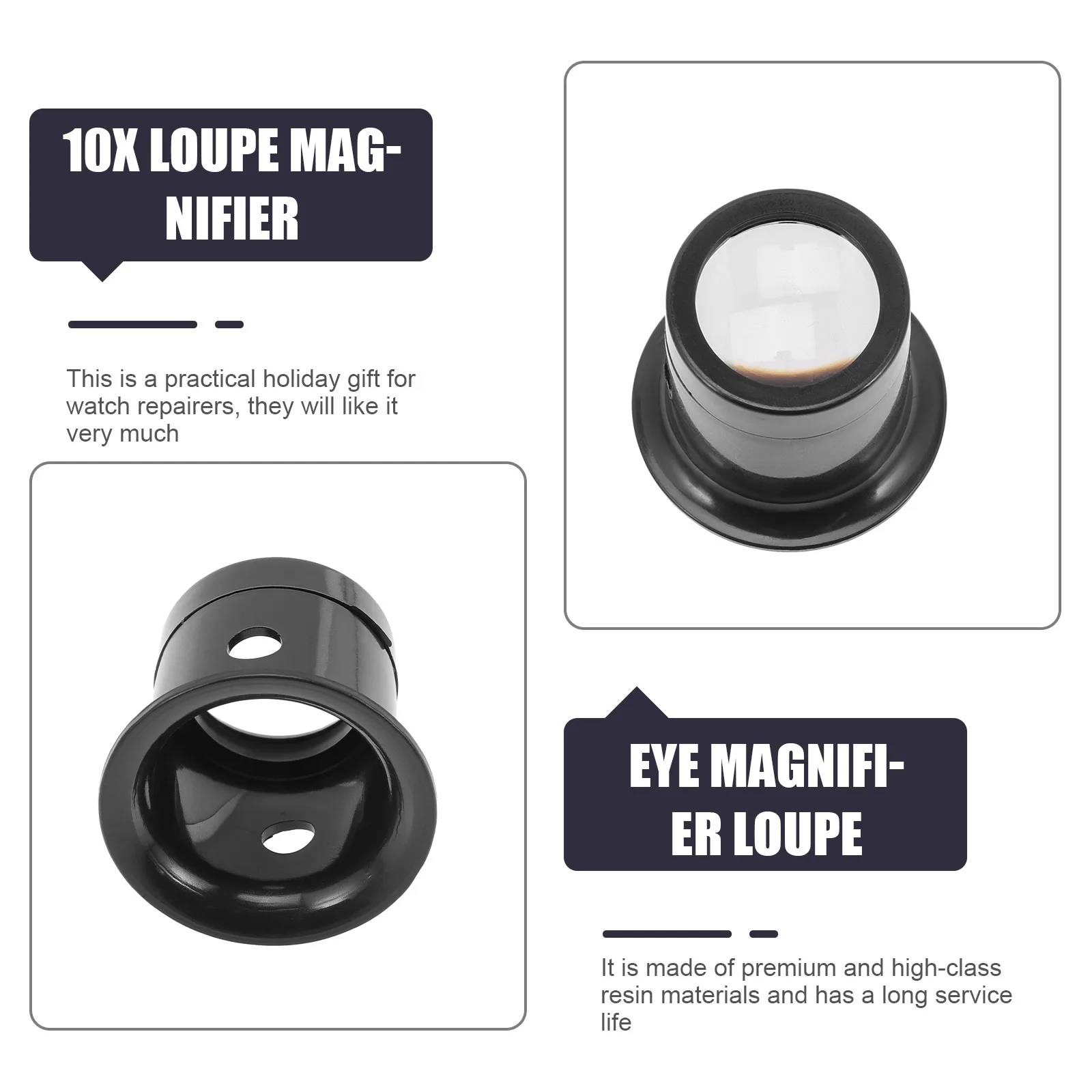

4Pcs Watch Repair Magnifying Glass 10x Jewelers Loupe Portable Resin Large Magnification Jewelry Coin Stamp Photography Tool