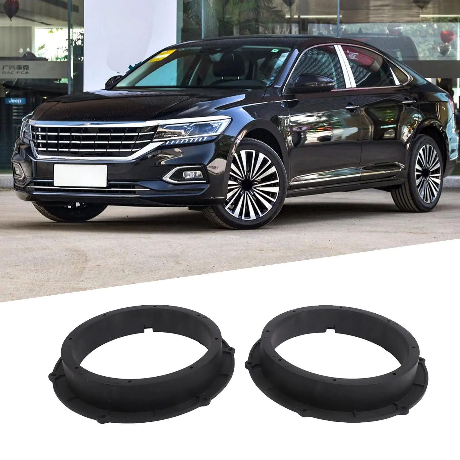 Car Audio System Car Speaker Spacer 6.5 Inch Speaker Car Sound System Upgrade Kit Black Plastic Material Easy Installation