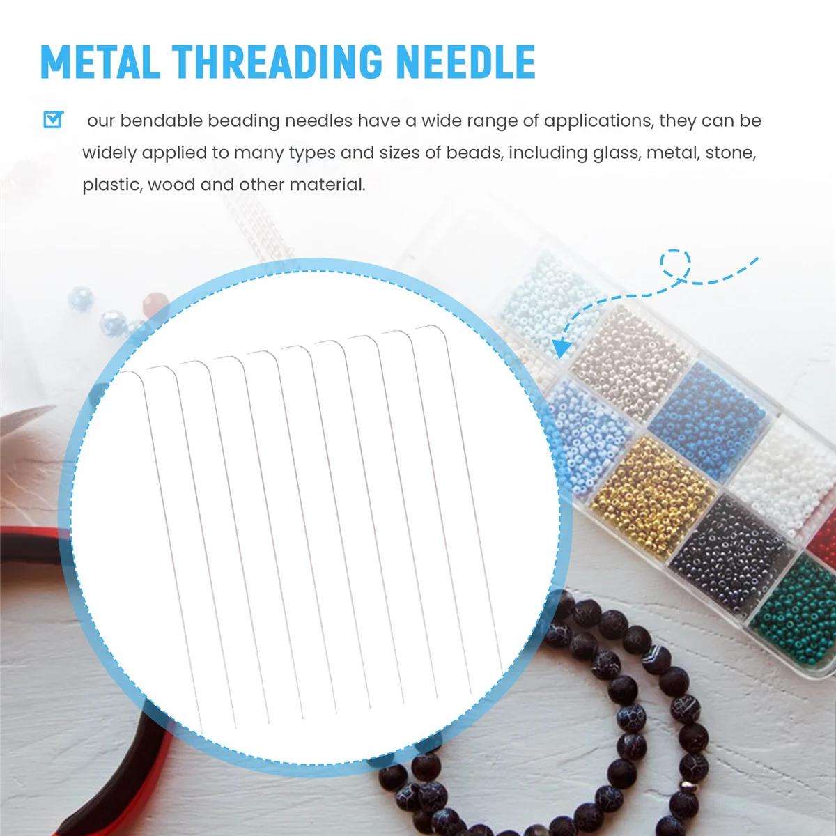 A73P 10 Pieces 6 Inches Curved Beading Needle Stainless Bead Spinner Needle String Bead Needle for and String Bead