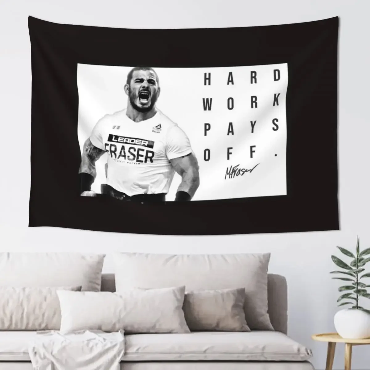 Mat Fraser - CrossFit Games - Hard Work Pays Off - New HWPO Poster Black & White Tapestry Decoration Bedroom Tapestry