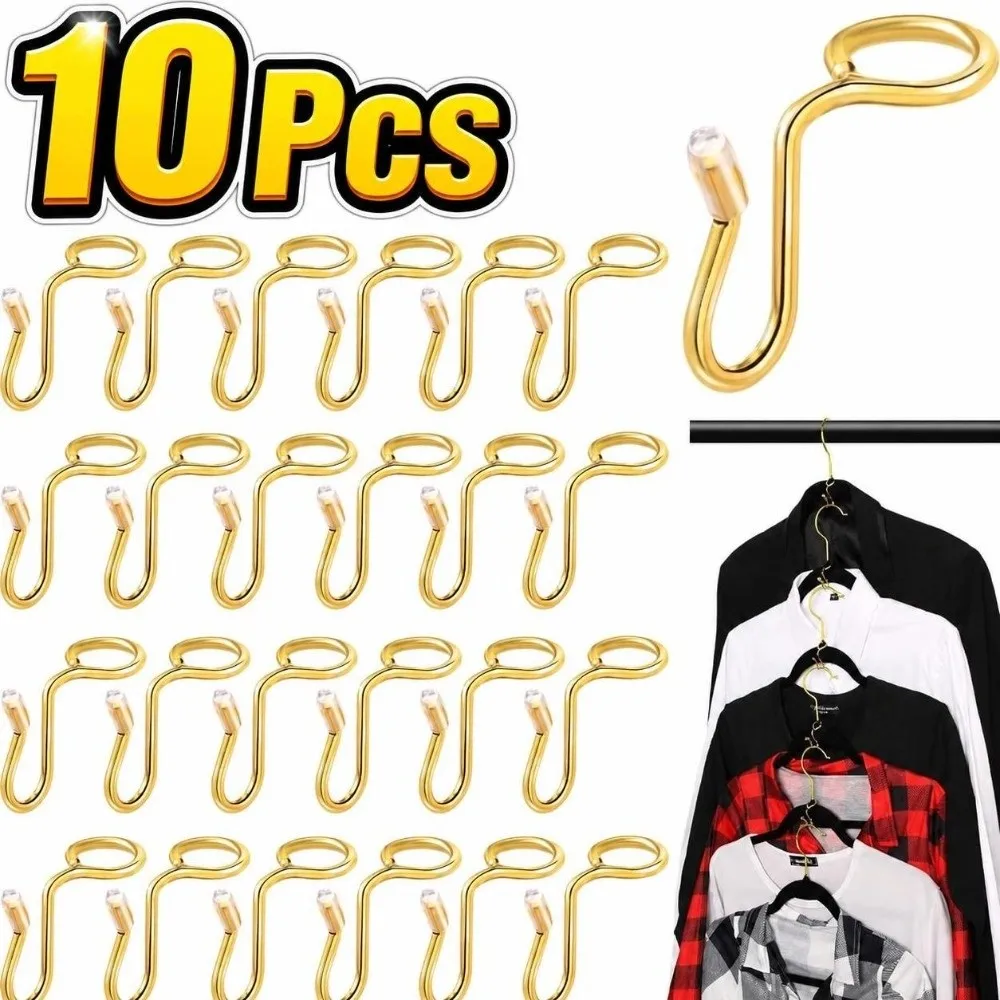 10Pcs Metal Hanger Connector Hooks Multi Layer Space Saving Clothing Hanger Hooks Clothes Hanger Extender Hooks