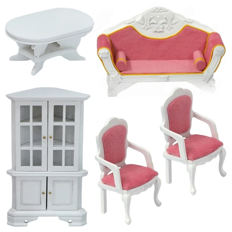 Doll House Living Room Miniature Furniture Model Set For Children Pretend Play 15UB