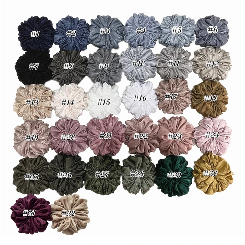 Scrunchies di velluto oversize fascette per capelli accessori Hijab Scrunchie fasce elastiche per capelli di colore solido per donne musulmane