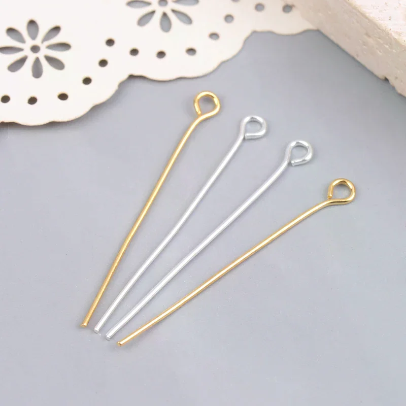 200 قطعة 35 مللي متر سلك معدني صغير دبابيس الديكور الصغيرة المفتوحة العين رئيس دبابيس الإبر DIY بها بنفسك الحرفية أقراط مجوهرات اكسسوارات #2