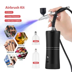 Portable 0.3mm Black Single Action Airbrush Mini Air Compressor Kit Nano Fog Mist Spray Gun for Cake Makeup Nail Art Tools