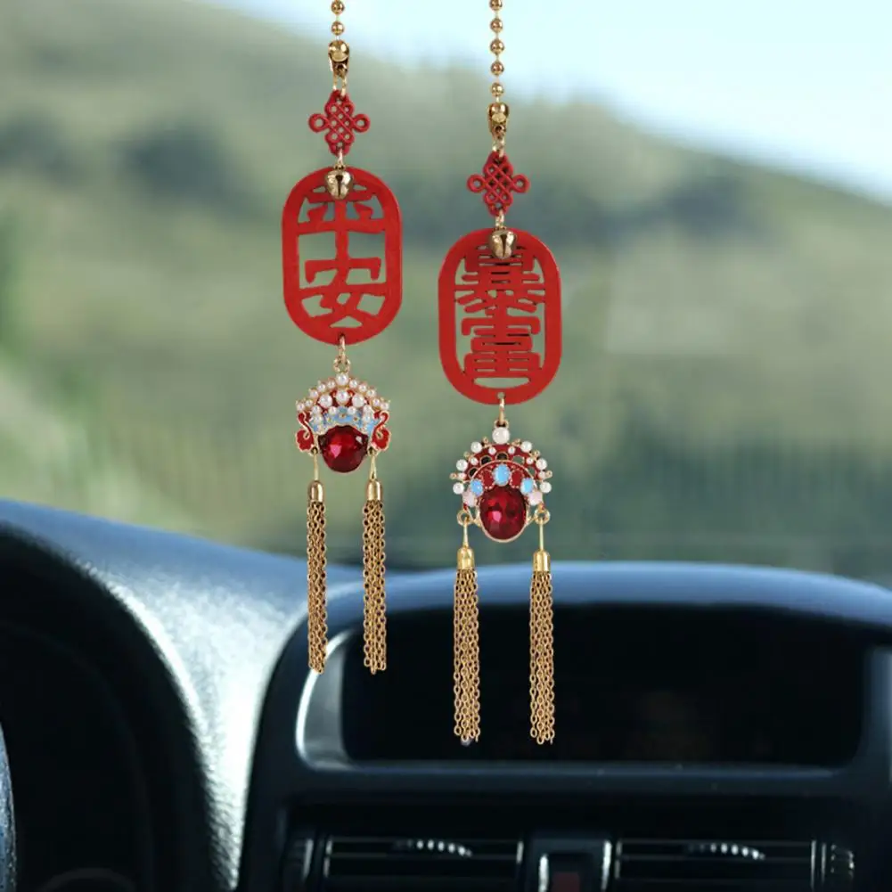 

Luxury Phoenix Crown Decoration Golden Tassels Phoenix Crown Car Rearview Mirror Ornament with Chinese Faux Pearl Rhinestone