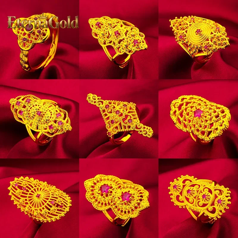 

EternaGold Adjustable Diamond Ring for Women, 24K Gold, AU999 | Polished gold with oval diamond, flexible fit for daily eleganc