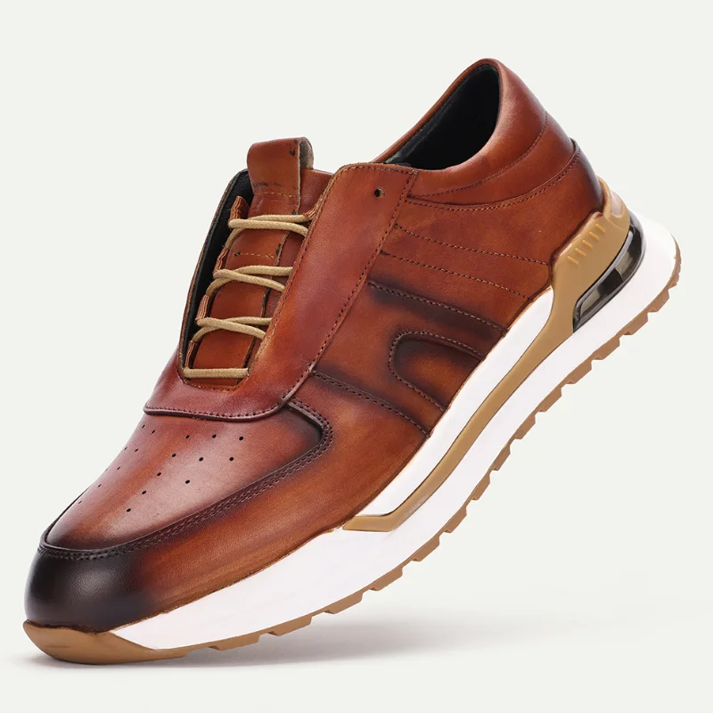 

New Men's Spring and Autumn 4-color leather luxury sports shoes, lace-up men's casual Oxford shoes Zapatos Hombre x3