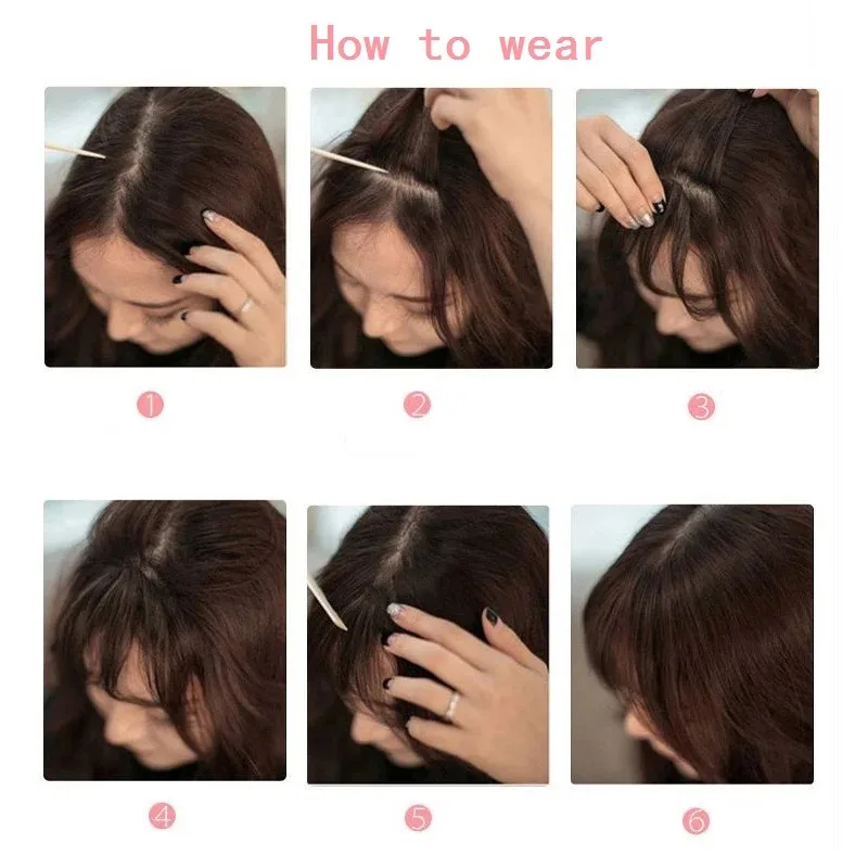 1Pc Synthetic Invisible Air Bangs Hairpiece, Natural Dark Brown Clip-in Bangs for Women view 2