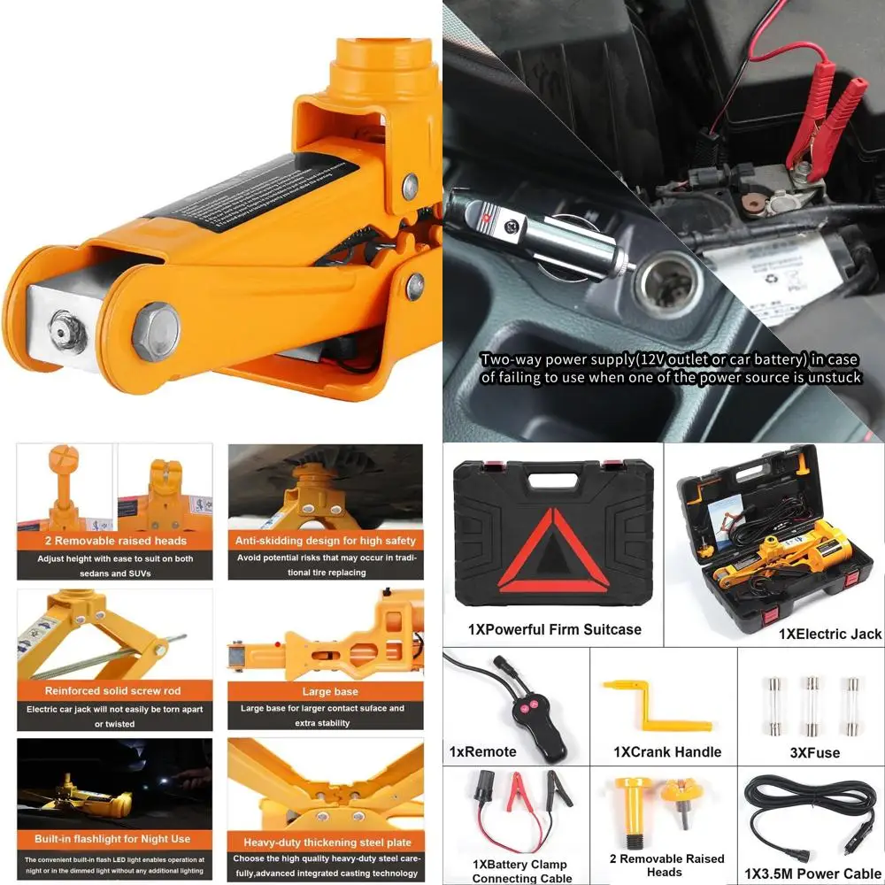 

3 Ton Automatic 12V Scissor Jack Set for Cars, SUVs with Remote Control and Tire Change Kit
