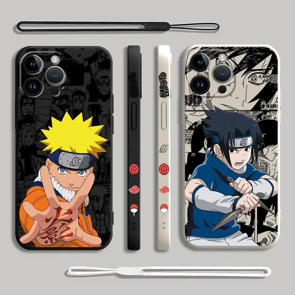 Case for iPhone 12 Pro 13 Mini SE 15 Pro Max 7 8 XS Max XR 14 11 13 Pro 12 Cover Clear Silicone Luxury N-Narutos Sasukes