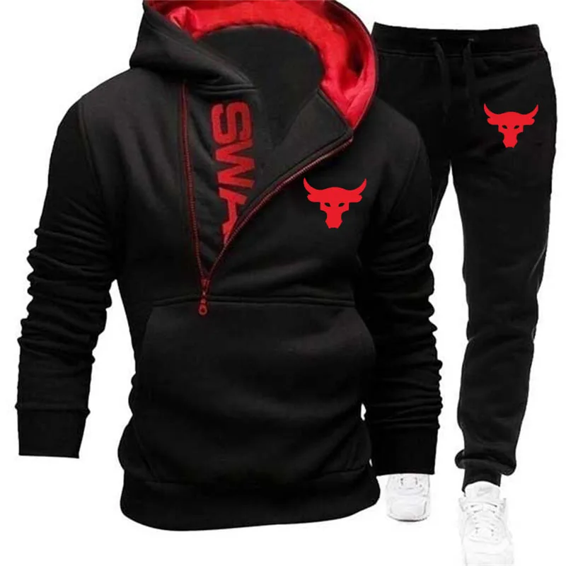 Hoodie sweatshirt set Dwayne Johnson Brahma Bull Tattoo print Outdoor casual men's set High quality cotton men's sportswear set