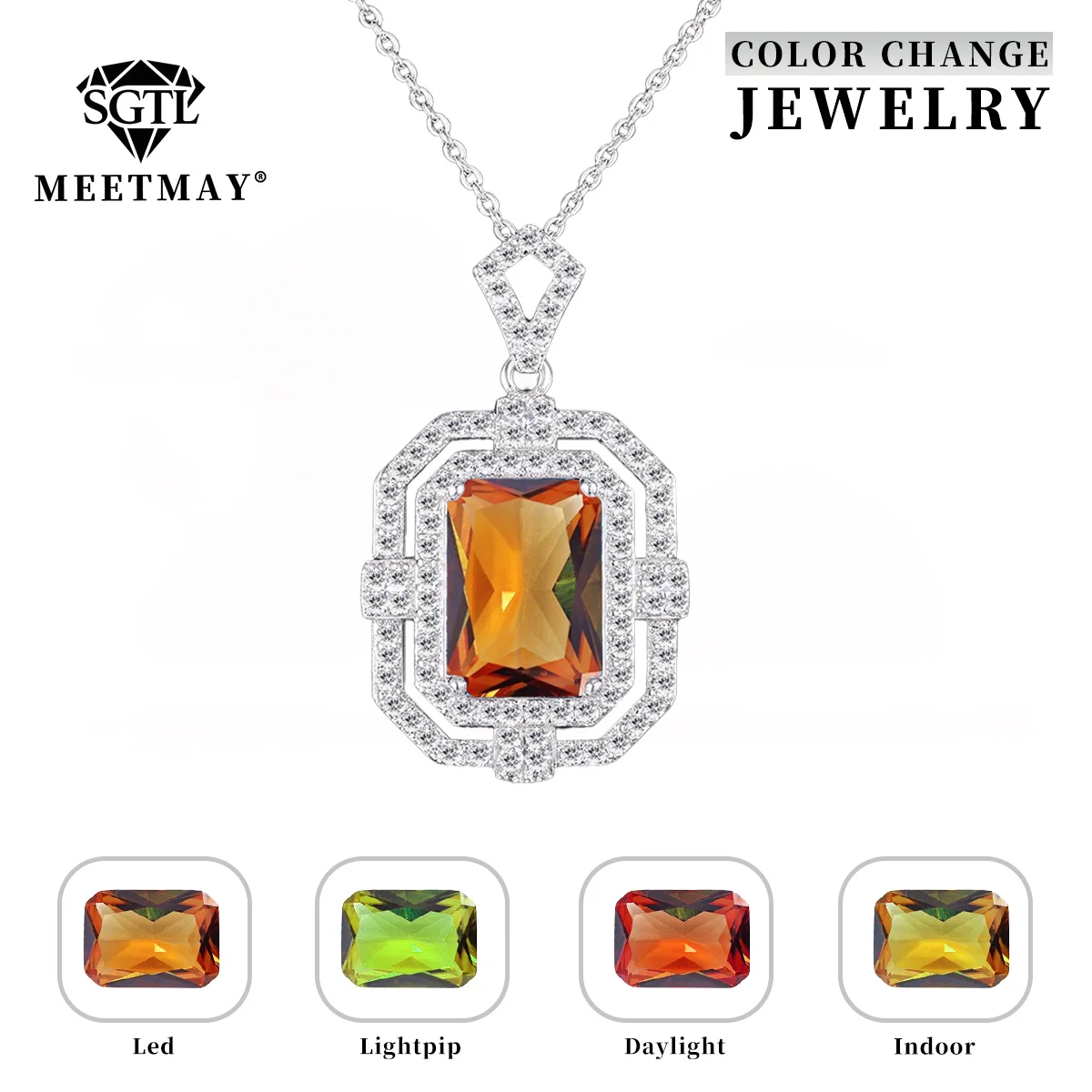 Zultanites color changing sultanite diaspore Necklace for women rectangle different lighting changes different color wedding