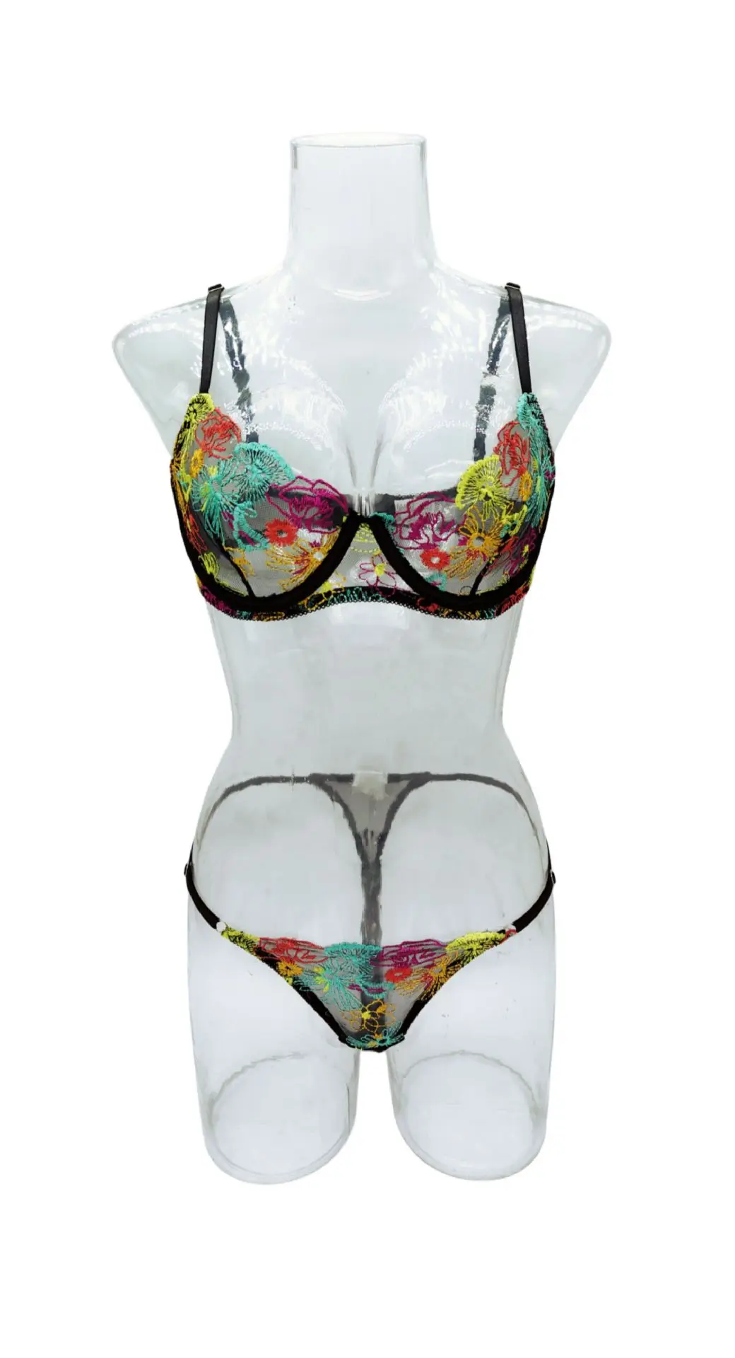 

New Hollow Out See Through Unique Embroidery Bra Lace Womens Erotic Seductive Underwear Apparel Clothing Sexy Lingerie Set