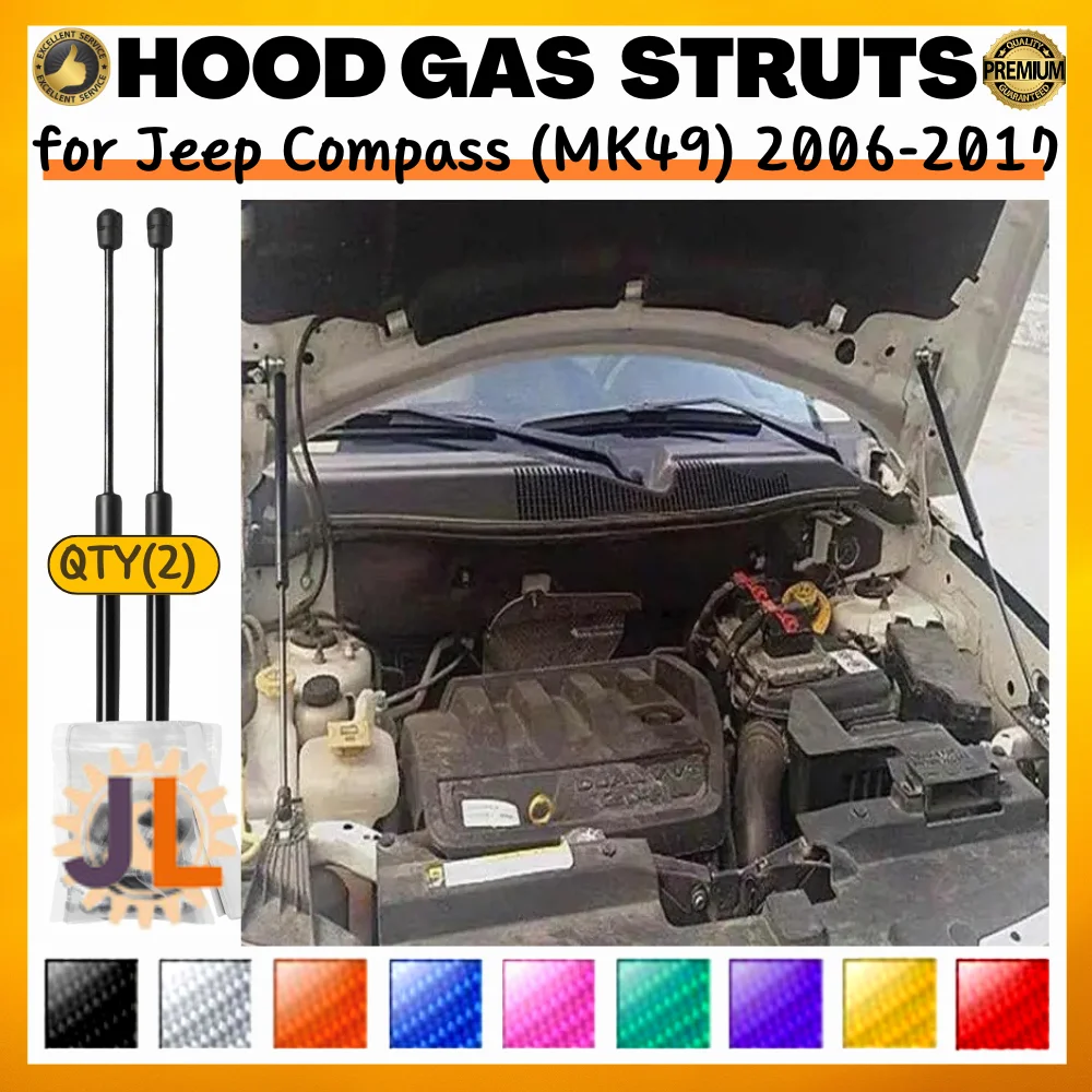 

Qty(2) Hood Struts for Jeep Compass (MK49) 2006-2017 Front Bonnet Modify Lift Supports Dampers Gas Springs Shock Absorbers