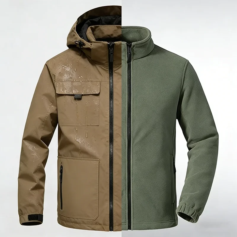 

Outdoor Tactical 3 in 1 Windbreaker Jacket Men's Autumn Winter Windproof and Waterproof Soft Shell Jacket Detachable 2pc Set