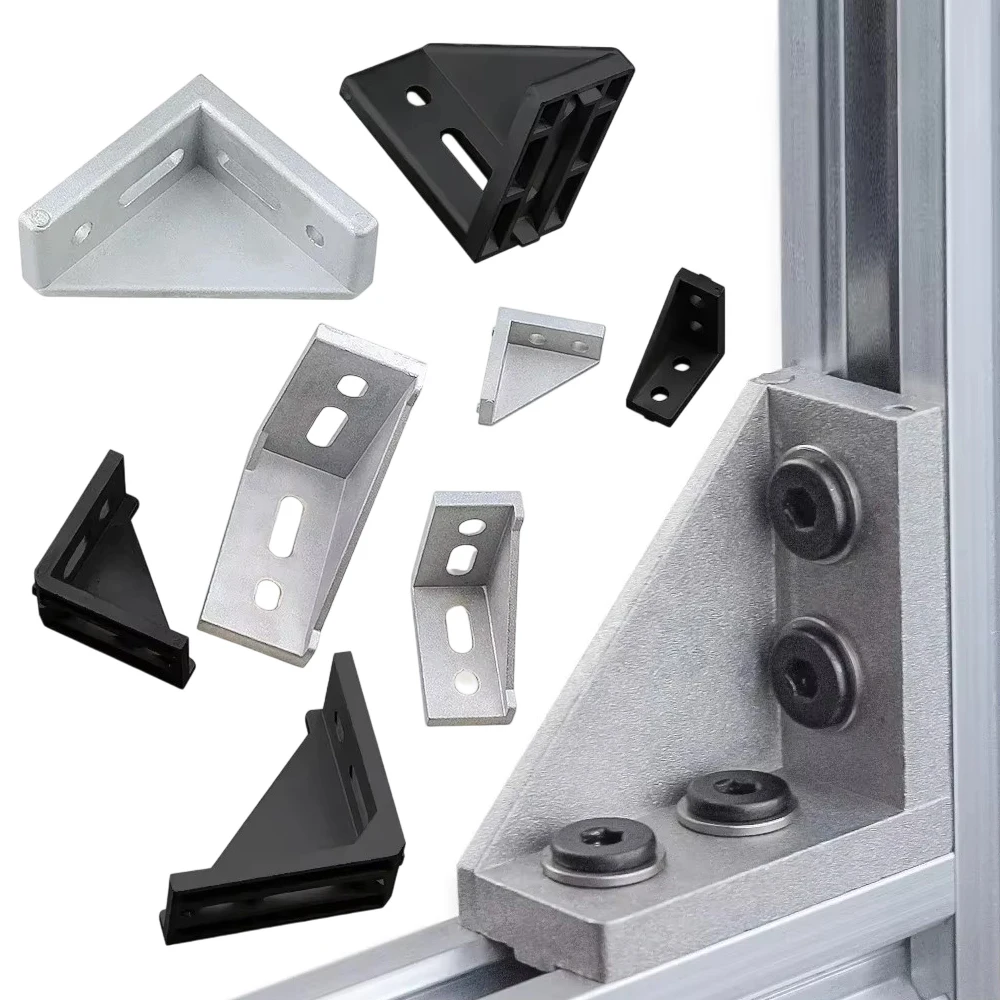 4Pcs Single Corner Bracket 2040 3060 4080 4590 Fitting Angle Corner Aluminum L Connector Fastener for V-Slot Aluminum Profiles