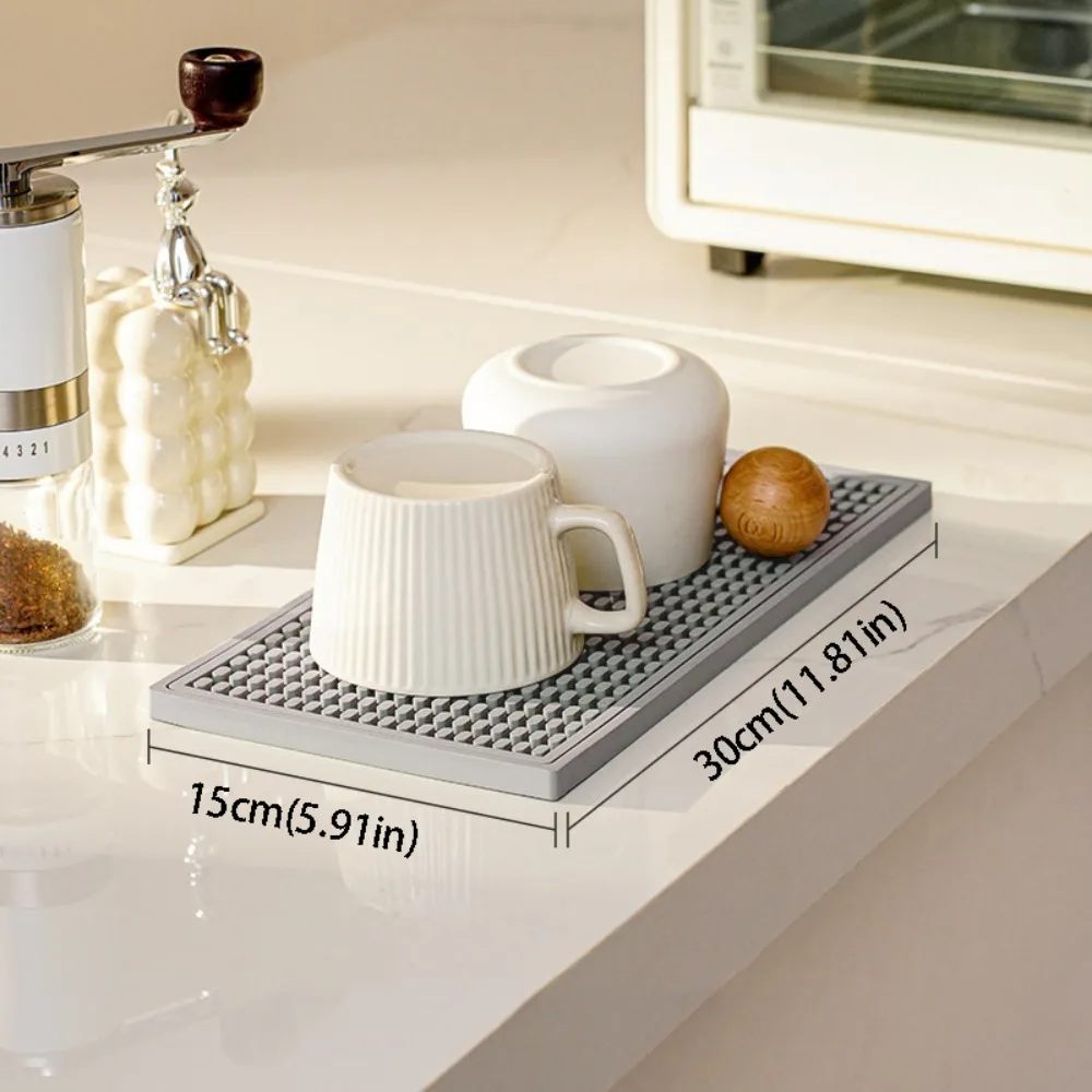 

Nordic Style Heat-resistant Bar Mat Reusable Thickened Drain Pad Silicone Material Non-Slip Insulation Mat Bartender Use